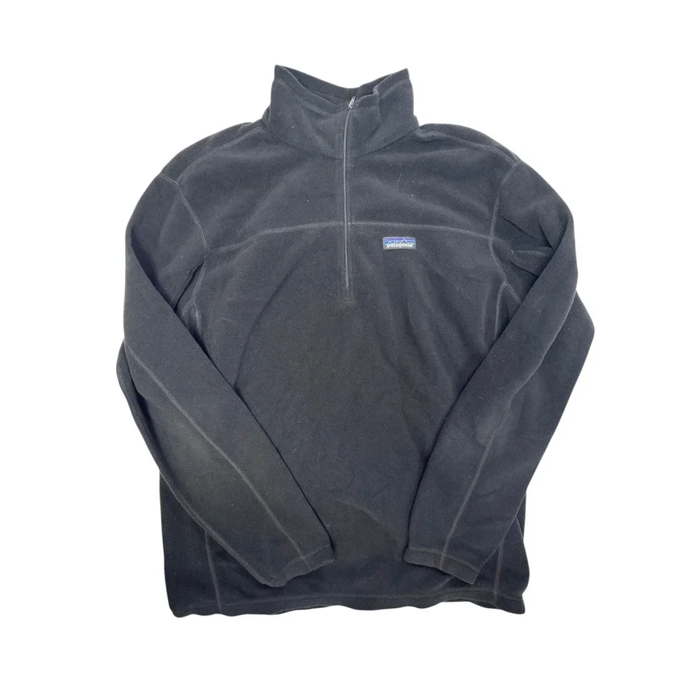 Patagonia Men's Micro D Fleece Pullover Black Size L 1/4 Zip - Picture 1 of 5
